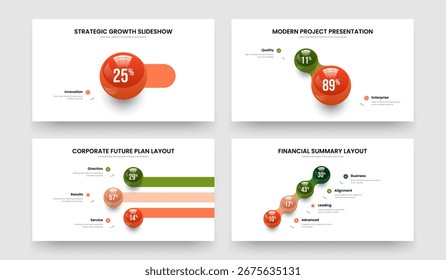 Advertising Growth One Two Three Four Option Chart Presentation Design Vector Illustration Collection. Modern Launch 1 2 3 4 Step Diagram Frame Template Set.