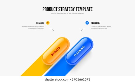 Advertising Growth Presentation Template Vector Illustration. Project Performance 2 Option Infographic Frame Layout. Creative Introduction Two Element Diagram Slideshow Design.