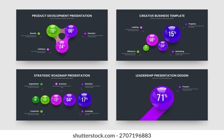 Advertising Growth Three Four Five One Step Graph Presentation Layout Vector Illustration Collection. Educational Portfolio 3 4 5 1 Option Chart Slide Design Set.