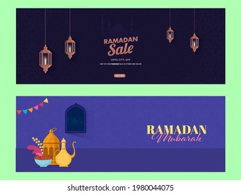 Conjunto De Cabeçalhos E Faixas Publicitários Para Ramadã Mubarak.