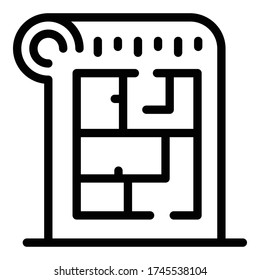 Icono del plan de la casa de publicidad. Esquema de plan de casa de publicidad icono vector de diseño web aislado en fondo blanco