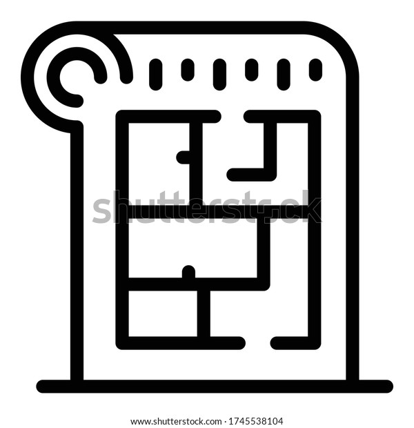 Advertising house\
plan icon. Outline advertising house plan vector icon for web\
design isolated on white\
background