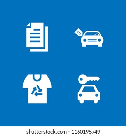 advertising icon. 4 advertising set with content, rent and shirt vector icons for web and mobile app