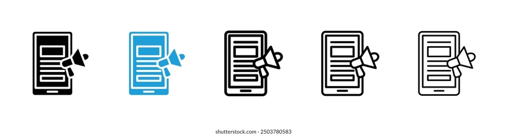 Advertising icon in black and blue colors