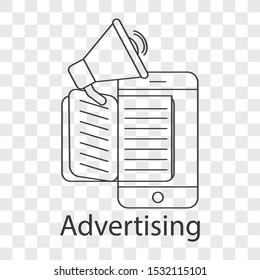 Advertising  icon concept on transparency background. Creative idea design use for your project. Line vector illustration sign for presentation, brochure, template or mobile app.  