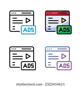 Diseño de iconos de publicidad en cuatro colores de variación