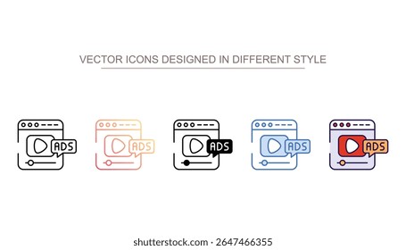 Design de ícone de anúncio com ilustração de estoque de fundo branco