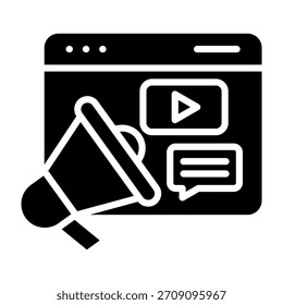 Ilustración vectorial de diseño de glifo de icono publicitario