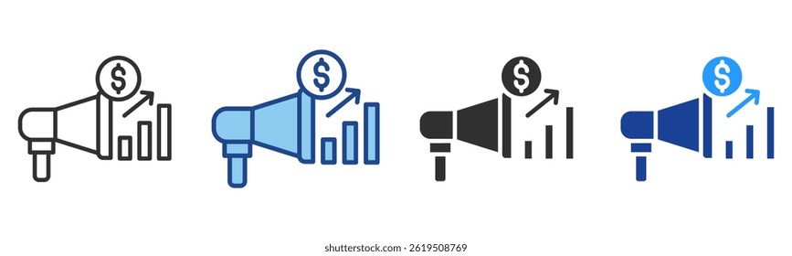 Advertising Icon Multiple Style Vector Collection