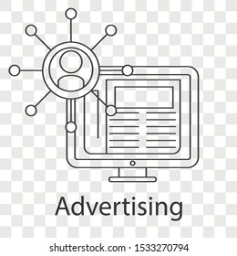 Advertising icon on transparency background. Creative idea design for your project. Line vector illustration for presentation, brochure,  template, mobile app.