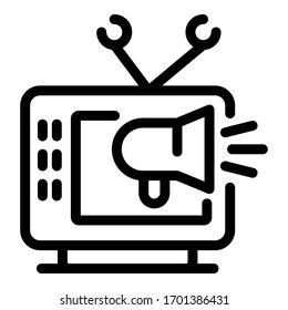 Advertising icon. Outline advertising vector icon for web design isolated on white background