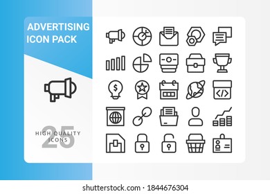 Advertising icon pack for your web site design, logo, app, UI. Vector graphics illustration and editable stroke. EPS 10.