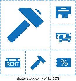 Advertising icon. set of 6 advertising filled icons such as hummer, truck with hook, rent tag, ad