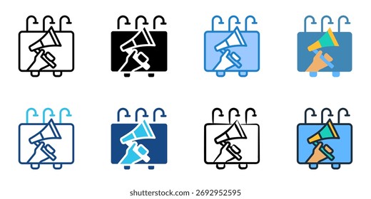 Advertising icon set multiple style collection 
