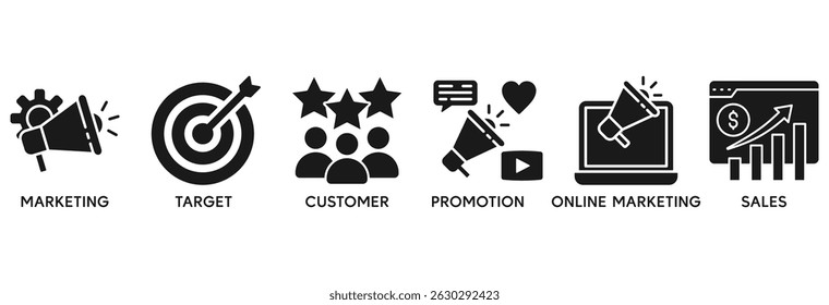 Advertising icon set vector illustration concept relate to marketing, target, customer, promotion, online marketing, and sales