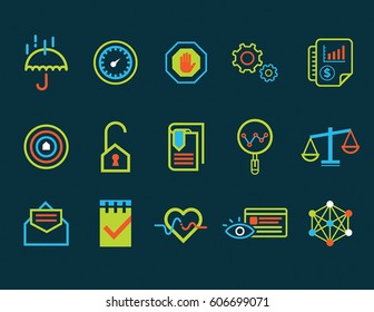 Advertising icon sets in color background