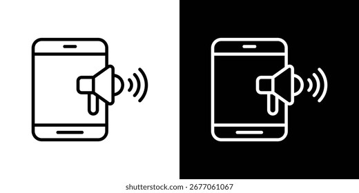 Icono de publicidad. Línea delgada simple, Vectores de contorno
