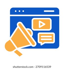 Advertising Icon Solid Color Design Vector Illustration