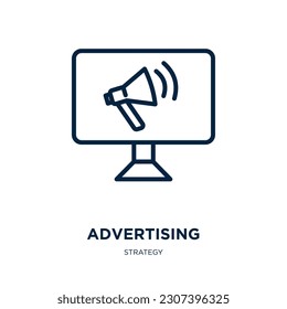 advertising icon from strategy collection. Thin linear advertising, business, promotion outline icon isolated on white background. Line vector advertising sign, symbol for web and mobile