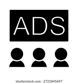 Vetor de ícone de anúncio. Sinal de ilustração de anúncios. símbolo comercial. logotipo de marketing. ícone da web de promoção.