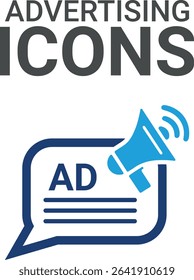 Advertising icons, A dynamic collection of icons designed to enhance branding, promotions, and customer engagement, perfect for marketing materials and business applications.