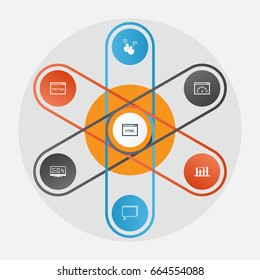 Advertising Icons Set. Collection Of Website, Newsletter, Search Optimization And Other Elements. Also Includes Symbols Such As SEO, HTML, Consulting.