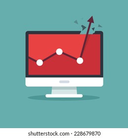 Advertising Illustration Of Monitor And A Chart As A Symbol Of Business Growth