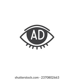 Advertising impression vector icon. filled flat sign for mobile concept and web design. AD monitoring glyph icon. Symbol, logo illustration. Vector graphics