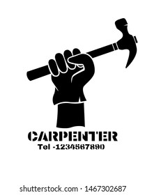 Advertising inscription on the wall "carpenter". Black spray graffiti stencil. Vector illustration EPS10.