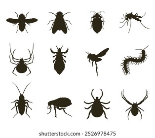 Advertising of insecticides. A set of insects that cause discomfort to people. EPS 10.