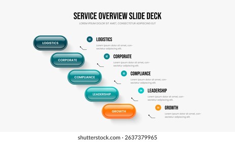 Advertising Insight 5 Option Diagram Presentation Template. Sales Performance Frame Design Vector Illustration. Modern Forecast Five Step Infographic Slide Layout.