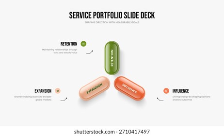 Advertising Insight Slide Layout Vector Illustration. Professional Analysis 3 Element Infographic Frame Template. Financial Innovation Three Step Diagram Presentation Design.