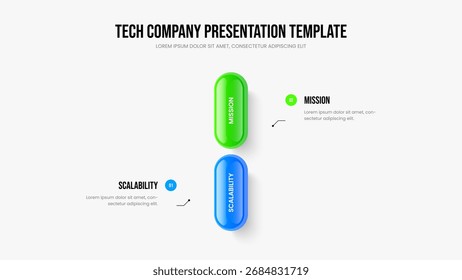 Ilustración vectorial de Diseño de Presentación. Plantilla de marco de diagrama de opciones de planificación de inversores 2. Crecimiento del mercado Diseño de diapositiva de infografía de dos elementos.