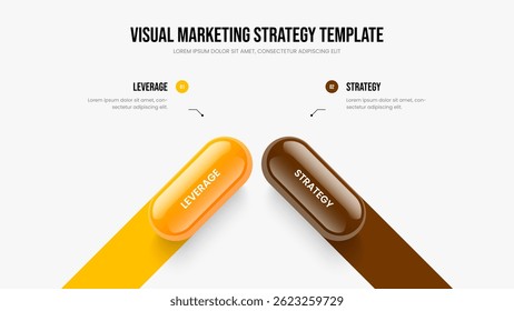 Advertising Introduction Two Element Diagram Slideshow Layout. Sales Overview Frame Design Vector Illustration. Visual Review 2 Option Infographic Presentation Template.