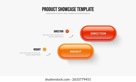 Advertising Introduction Two Element Diagram Frame Template. Market Forecast Slideshow Design Vector Illustration. Consulting Analysis 2 Step Infographic Presentation Layout.