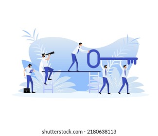 Advertising with key people. Vector illustration. Business banner