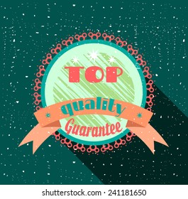 Advertising label with text - top quality, green background