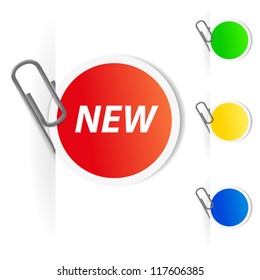 Advertising labels with paperclips. EPS10 vector.