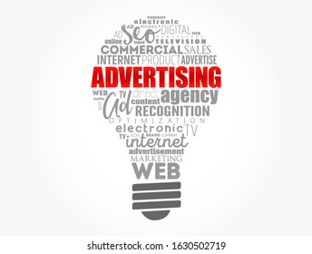 ADVERTISING light bulb word cloud, creative business concept background