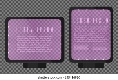 Advertising lightbox board. Vertical and horizontal ad billboard template.