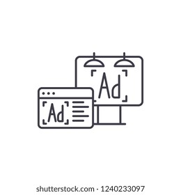 Advertising line icon concept. Advertising vector linear illustration, symbol, sign