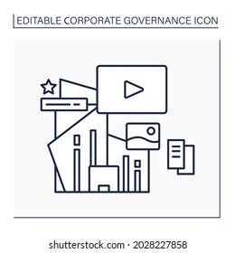 Symbol für die Anzeigenzeile.Erstellen eines Bildes oder Kommunikation mit dem Publikum. Attraktive Kunden. Corporate Governance Konzept. Einzige Vektorgrafik. Bearbeitbarer Hub
