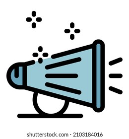 Advertising loudspeaker icon. Outline advertising loudspeaker vector icon color flat isolated