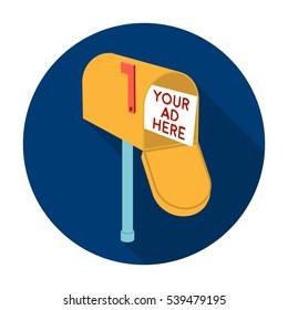 Advertising mail icon in flat style isolated on white background. Advertising symbol stock vector illustration.