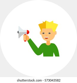 Advertising Man with Megaphone Icon