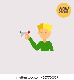 Advertising Man with Megaphone Icon