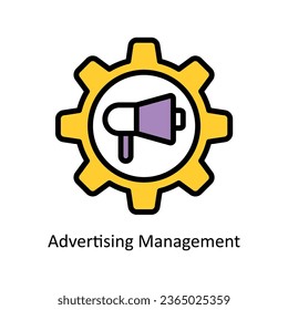 Advertising Management vector Fill outline icon illustration. EPS 10 File.