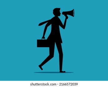 Advertising and Marketing. Call advertising through the notification horn. business concept silhouette