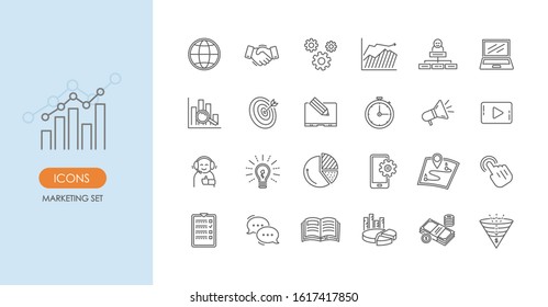 Advertising marketing icon set for web design, app, book, poster, ads, postcard and magazine
