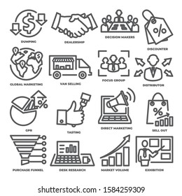 Advertising and marketing line icons